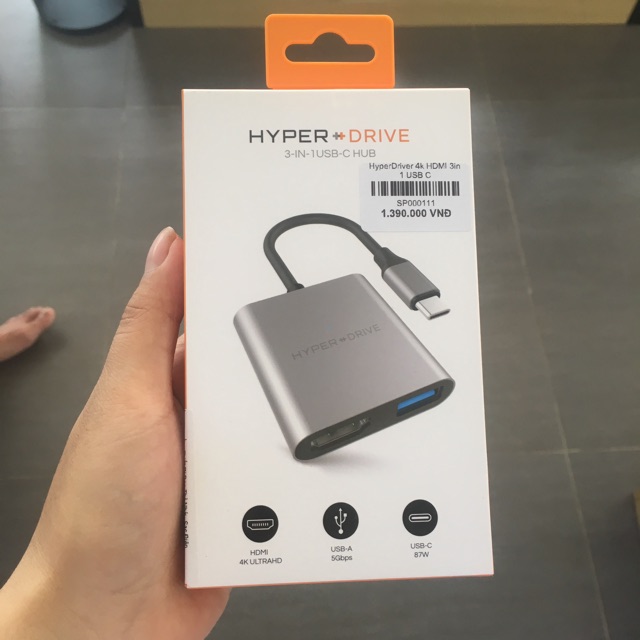 Cổng Chuyển HyperDrive 4K HDMI 3-in-1 USB-C Hub for MacBook, PC & Devices (HD259A)