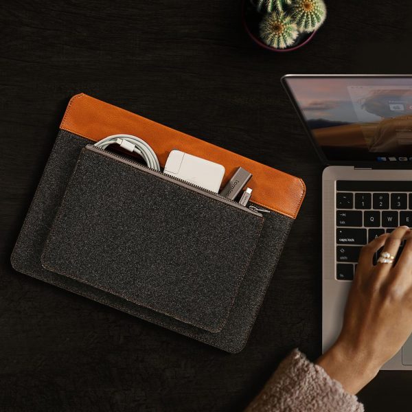 Túi Chống Sốc Tomtoc (USA) Felt & Pu Leather For Macbook Pro/Air 13'' New (H16-C02Y)