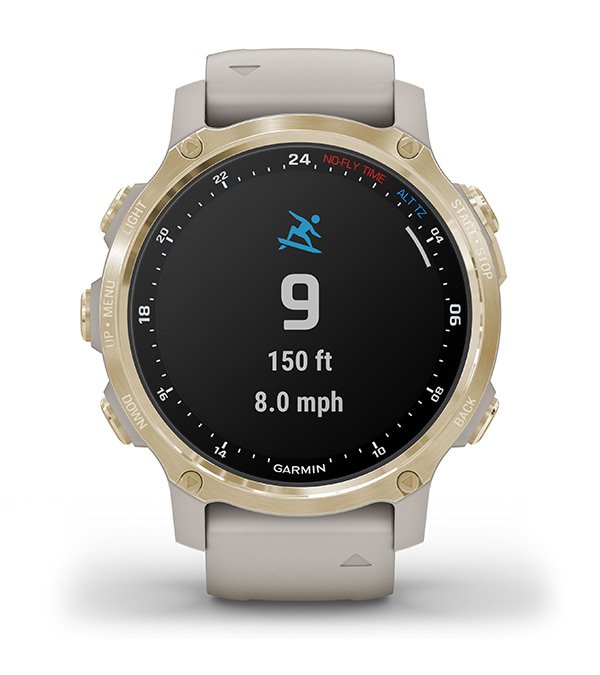 Đồng Hồ Thông Minh Garmin Descent Mk2S Light Gold With Light Sand Silicone Band