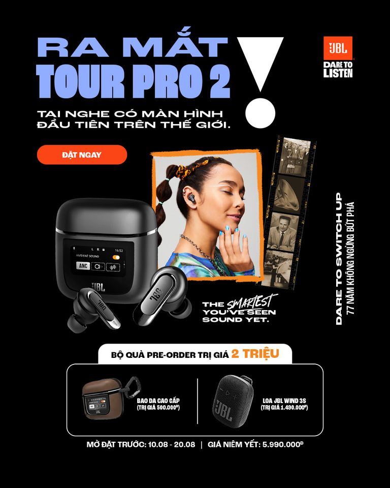 Combo khuyến mại tai nghe JBL Tour Pro 2