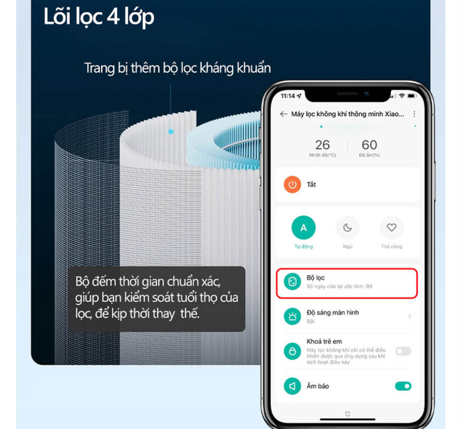 Máy Lọc Không Khí Xiaomi Mi Air Purifier 4 Lite