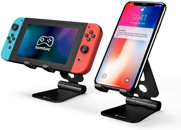 Giá Đỡ TomToc (USA) Alumium Đa Góc Dành Cho Nintendo Switch/Ipad/Mini/Iphone/Smartphone Silver Black (B4-001D)