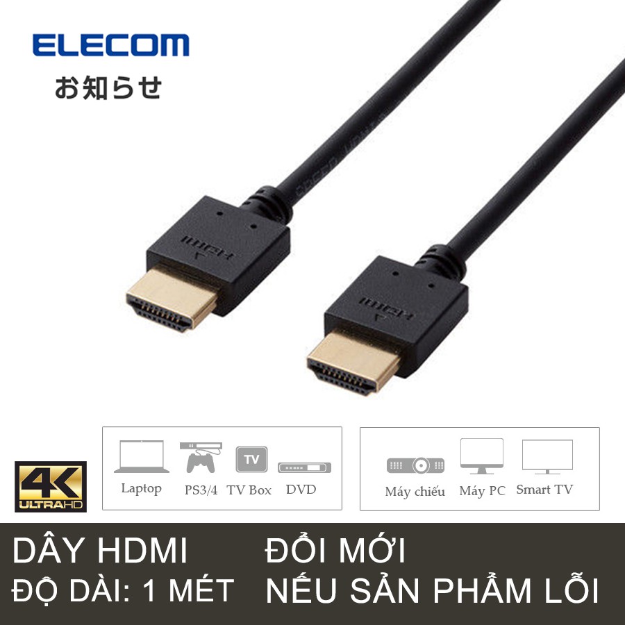 Cáp HDMI 4K2K 3D Full HD 1.0m ELECOM DH-HD14EA10BK