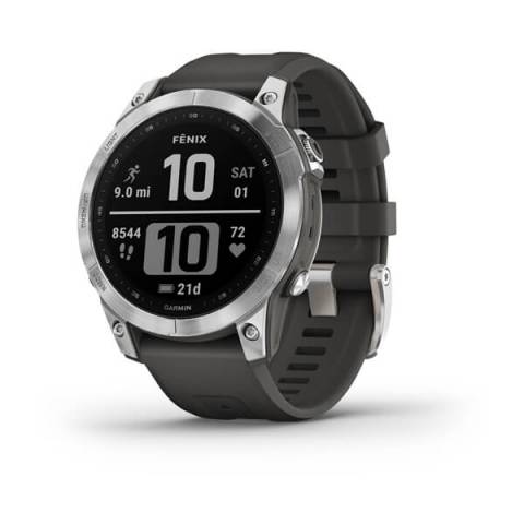 Đồng Hồ Garmin Fenix 7 Silver with Graphite Silicone Band Chính Hãng
