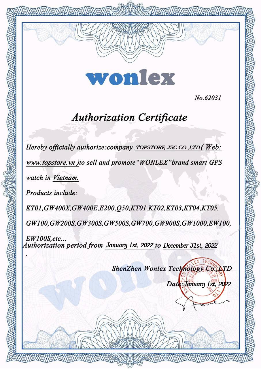 Chứng nhận nhà phân phối Wonlex chính hãng