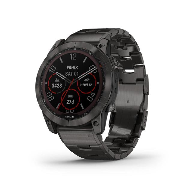 Đồng Hồ Garmin Fenix 7X - Sapphire Solar, Carbon Gray Titanium with Metal Band