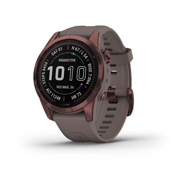 Đồng Hồ Garmin Fenix 7S - Sapphire Solar, Dark Bronze Ti with Shale Gray Silicone Band
