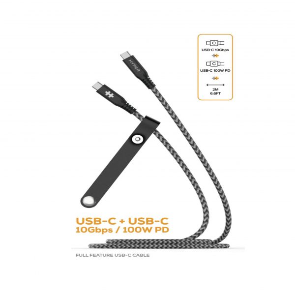 Cáp USB-C To USB-C 2M Hyperdrive Data & Charging 10GBPS + 100W (HD-CBG601)