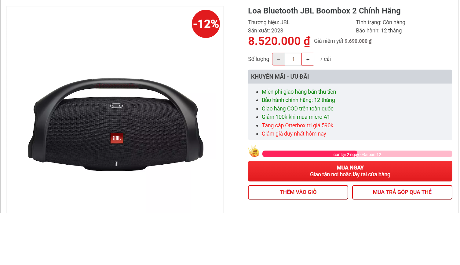 Loa bluetooth JBL Boombox 2