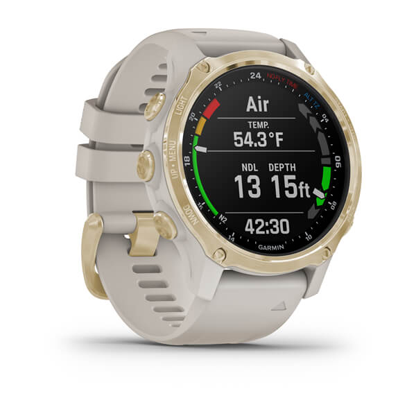 Đồng Hồ Thông Minh Garmin Descent Mk2S Light Gold With Light Sand Silicone Band