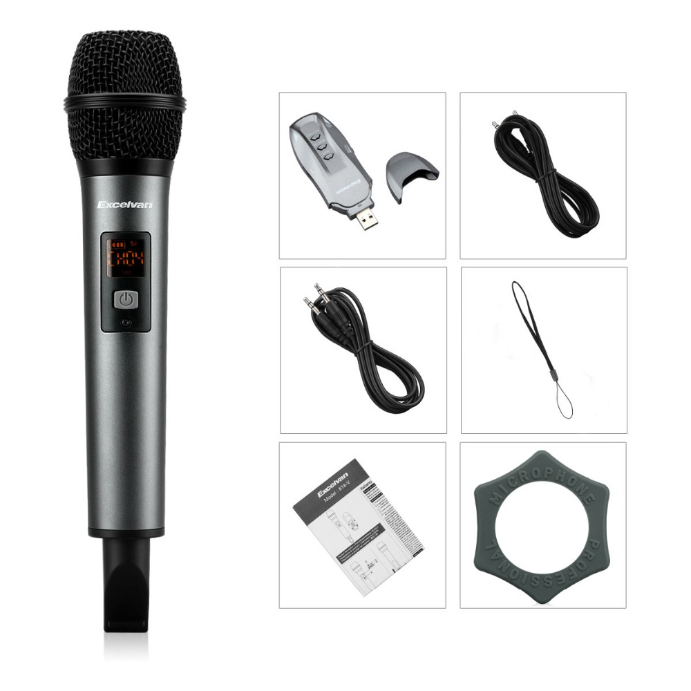 Micro Karaoke Không Dây Excelvan K18V, 01 Mic, VHF