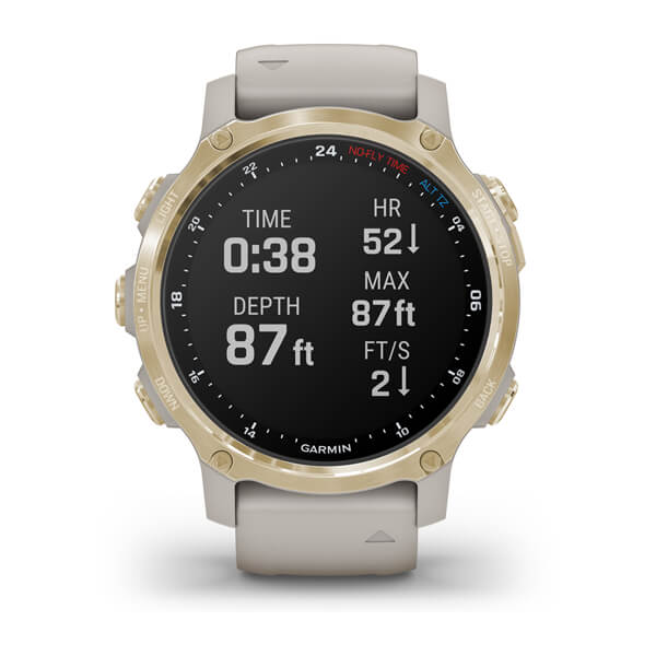 Đồng Hồ Thông Minh Garmin Descent Mk2S Light Gold With Light Sand Silicone Band