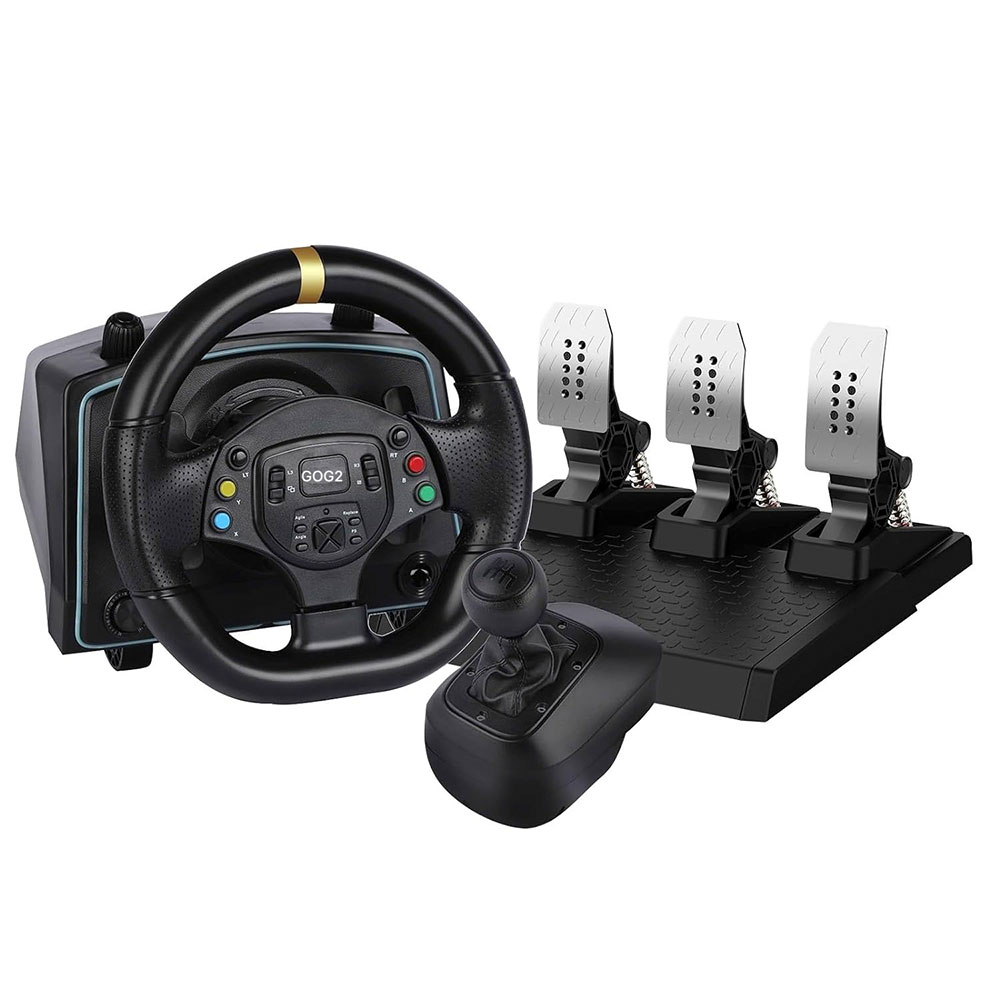 Vô Lăng Chơi Game GOG R808 LED Racing Wheel - Số Sàn,Cần Số Rời, Pedal Kim Loại+Côn,Quay 270-1080 Độ,PC,Playstation,Switch,Xbox