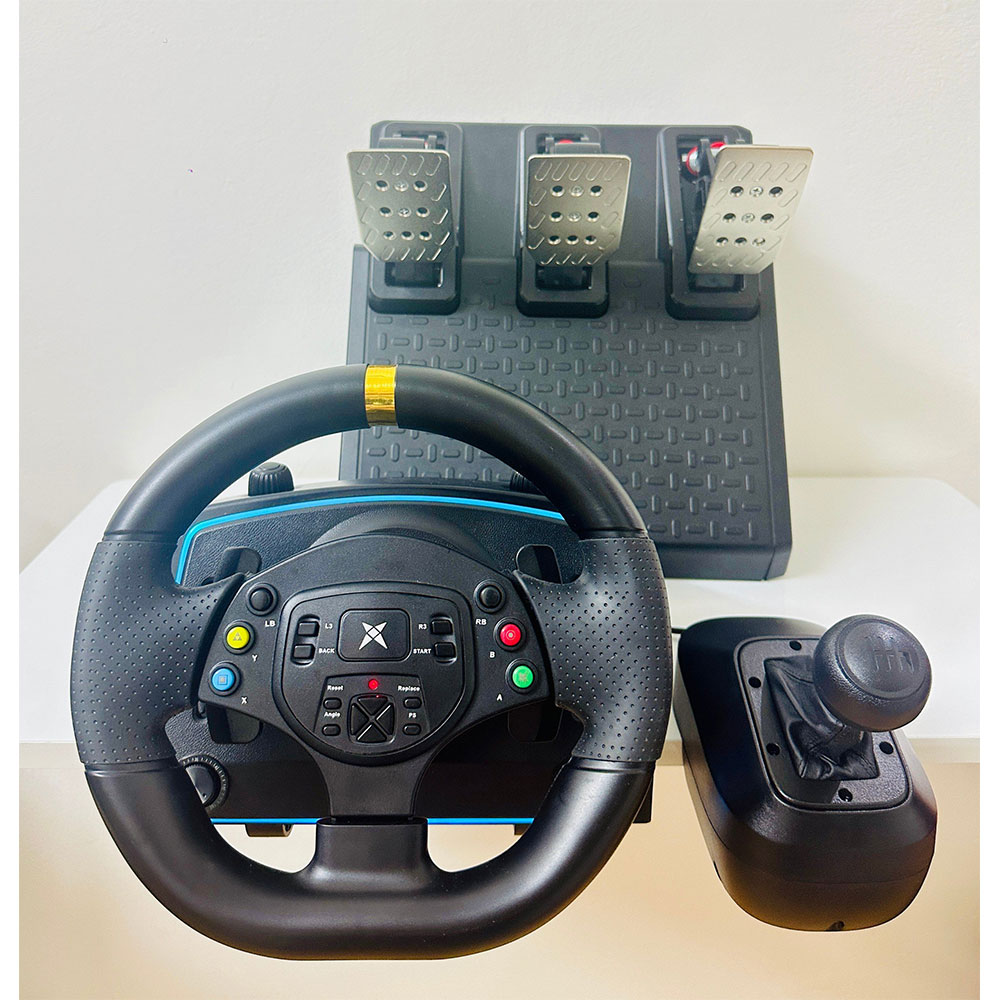 Vô Lăng Chơi Game GOG R808 LED Racing Wheel - Số Sàn,Cần Số Rời, Pedal Kim Loại+Côn,Quay 270-1080 Độ,PC,Playstation,Switch,Xbox