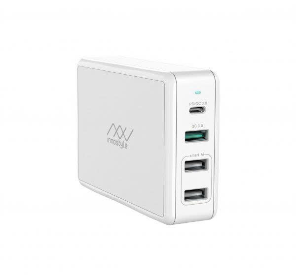 Củ Sạc Nhiều Cổng Innostyle Gomax Pro 80W (USB-C PD 65W + USB QC3.0 18W + 2 USB-A Smart AI) (IC80-4PD)
