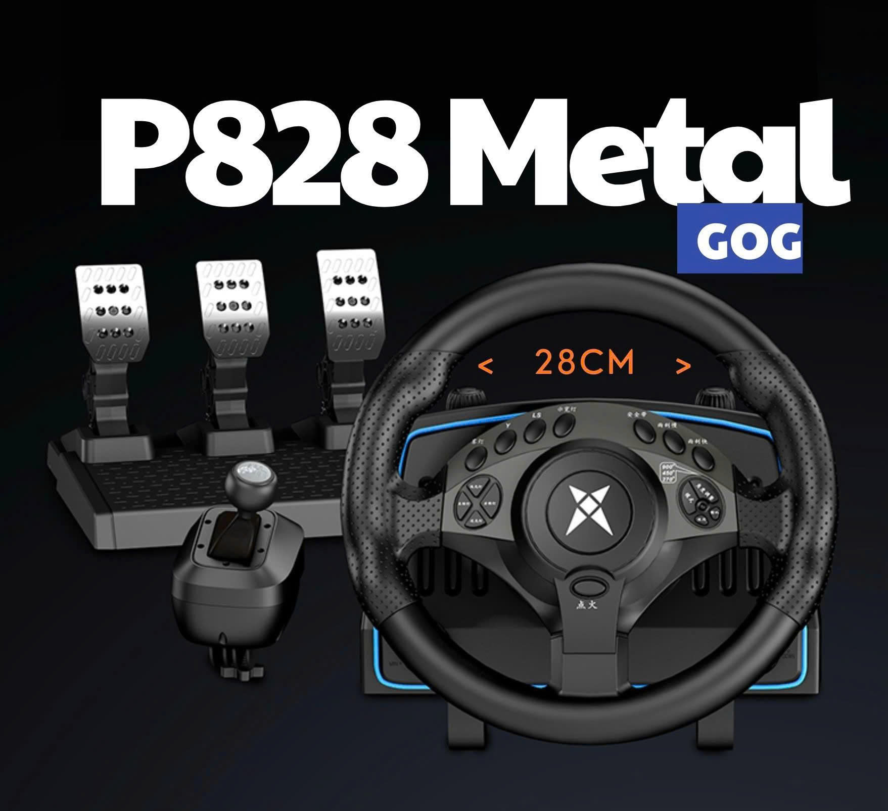 Vô Lăng Chơi Game GOG P828 LED Racing Wheel - Số Sàn,Cần Số Rời, Pedal Kim Loại+Côn,Quay 270-1080 Độ